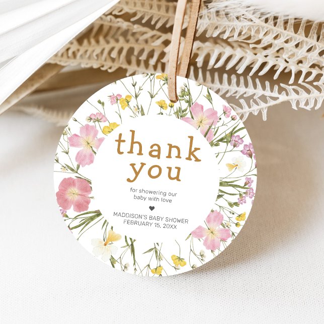 Little Wildflower Boho Baby Shower Gåvor Etiketter (Little Wildflower Baby Shower Favor Tags)