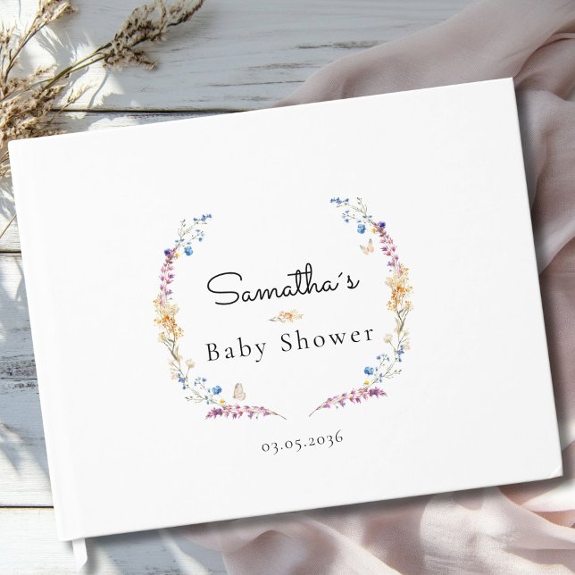 Little Wildflower Boho Dröm - Baby Shower Gästböcker (Custom Little Wildflower Boho Dream - Baby Shower Guest Book with your Name & Date.)