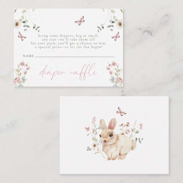 Little Wildflower Butterfly Girl Baby Shower Tilläggskort (Fram/baksida)