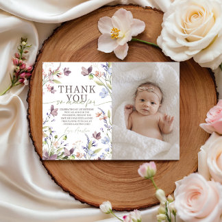 Little Wildflower Photo Thank You Card Inbjudningar