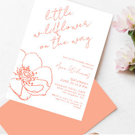 Little Wildflower Pink Handwritten Baby Shower Inbjudningar