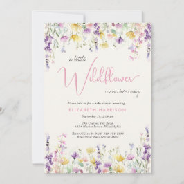 Little Wildflower Watercolor Baby Girl Shower Inbjudningar