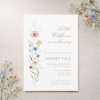 Little Wildflower Watercolor Floral Baby Shower Inbjudningar
