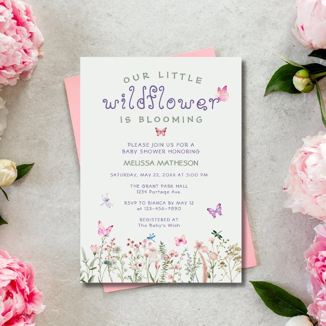 Little Wildlfower bloomerar Baby Shower Inbjudningar (Skapare uppladdad)