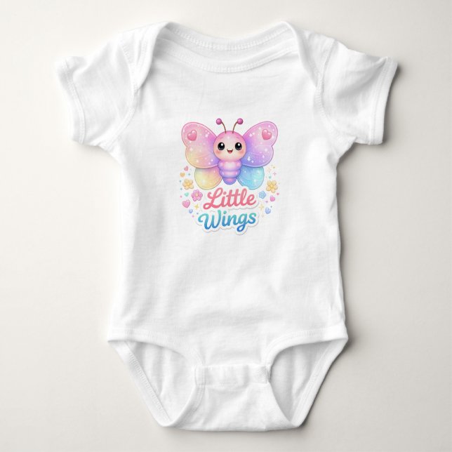 Little Wings Butterfly Baby Bodysuit T Shirt (Framsida)