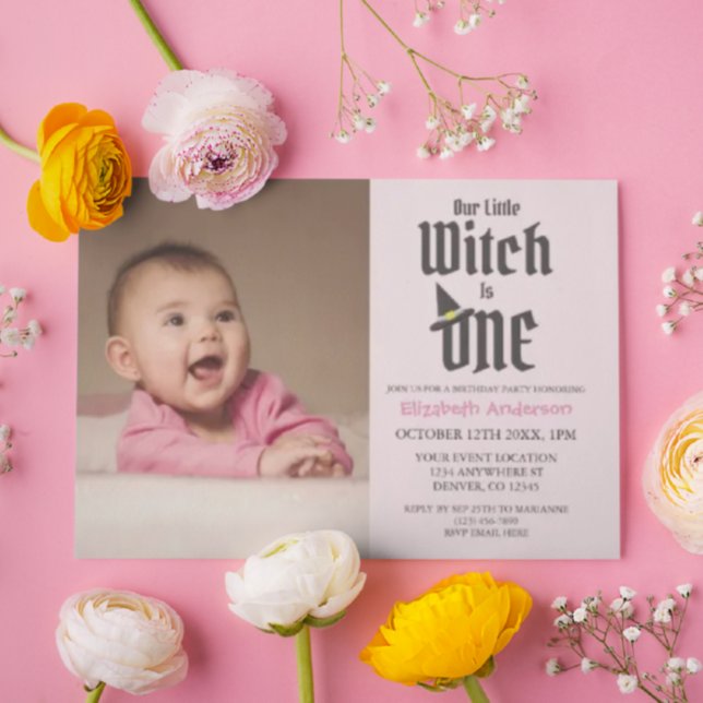 Little Witch 1st Birthday Inbjudningar (Skapare uppladdad)