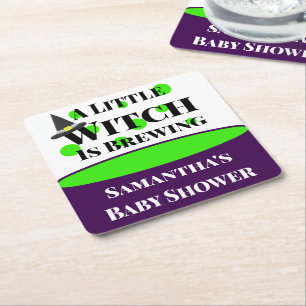 Little Witch andas Halloween Baby Shower Underlägg Papper Kvadrat