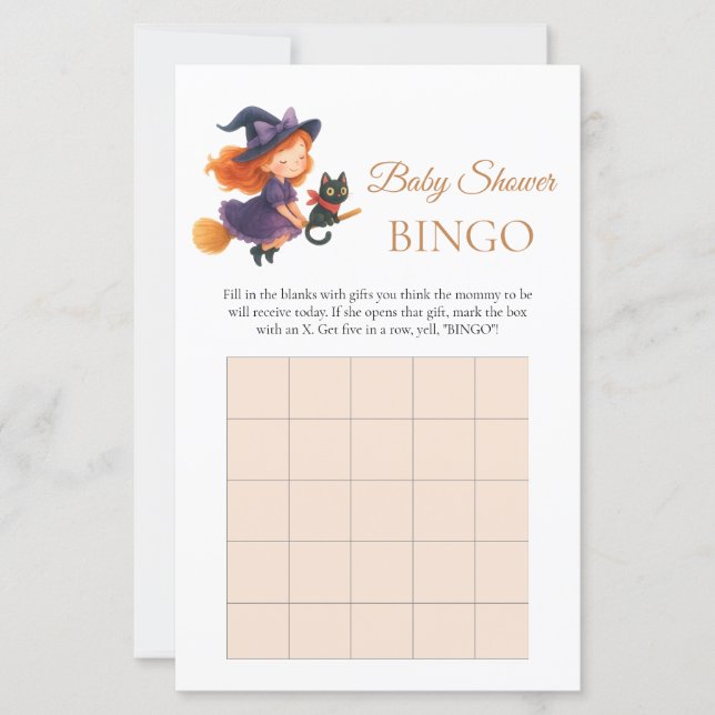 Little Witch Baby Shower Gift Bingo Game (Framsida)