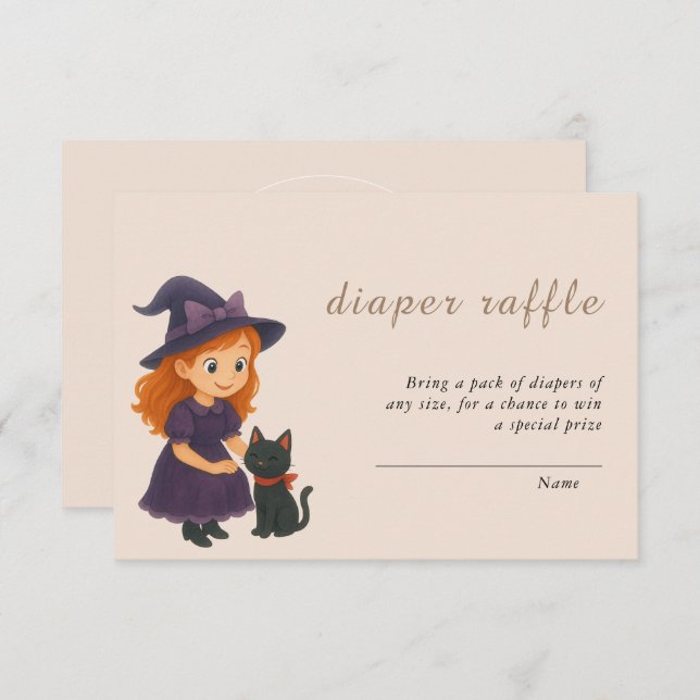 Little Witch & Cat Theme Baby Shower Bok för Baby Tilläggskort (Fram/baksida)