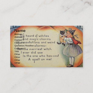 Little Witch & Cat (Vintage Halloween Card) Visitkort