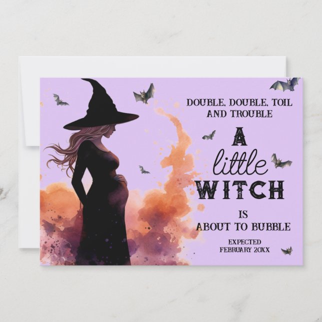Little Witch Halloween Anpassningsbar Photo Gravid Meddelande (Framsida)