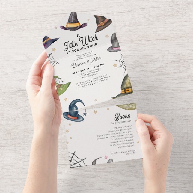 Little Witch Halloween Baby Shower hela Inbjudan (Tearaway)