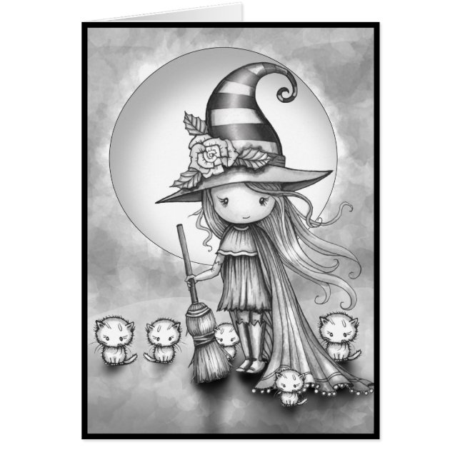 Little Witch Halloween Färg ditt eget kort (Framsidan)