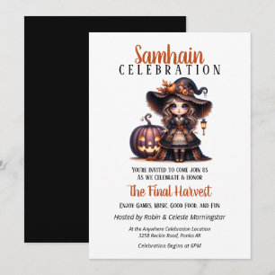 Little Witch Samhain Harvest Halloween fest Inbjudningar