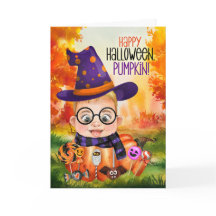 Little Wizard Boy i Pumpkin Halloween