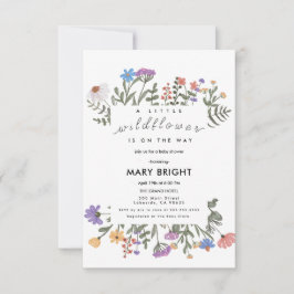 Little Wldblomme Theme Fält Baby Shower Inbjudningar