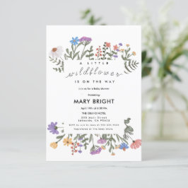 Little Wldblomme Theme Fält Baby Shower Inbjudningar