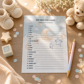 Little Wonders Celestial Baby Word Scramble-spel Anteckningsblock