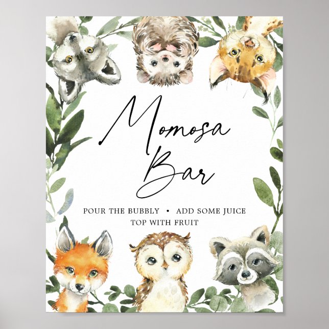 Little Woodland Baby Shower Mimosa Pub Sign Poster (Framsidan)