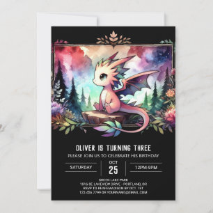 Little Woodland Dragon Birthday Inbjudningar