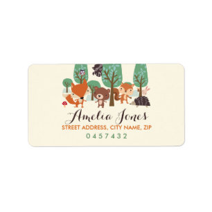 Little Woodland Friends Baby Shower Adressetikette Adressetikett