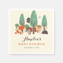Little Woodland Friends Baby Shower Napkins Pappersservett