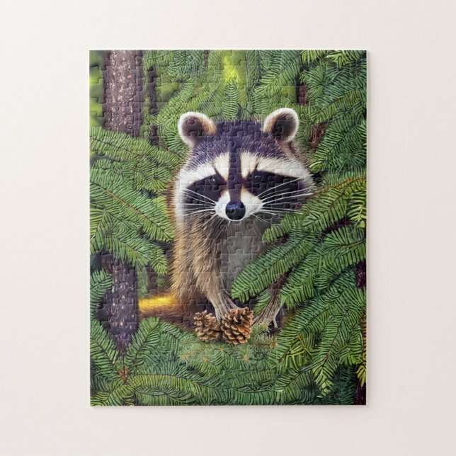 Little Woodland Wilderness Raccoon Pussel (Vertikal)
