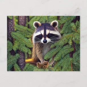 Little Woodland Wilderness Raccoon Vykort