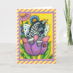 LITTLE ZEBO WHIMSYNICKER, ZEBRA UNICORN Blank Holi Helgkort