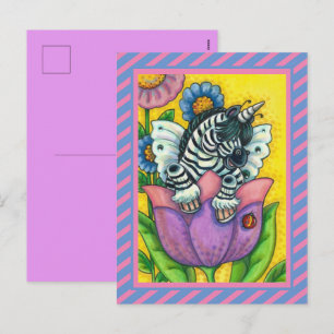 LITTLE ZEBO WHIMSYNICKER, ZEBRA UNICORN Fantasy Helg Vykort