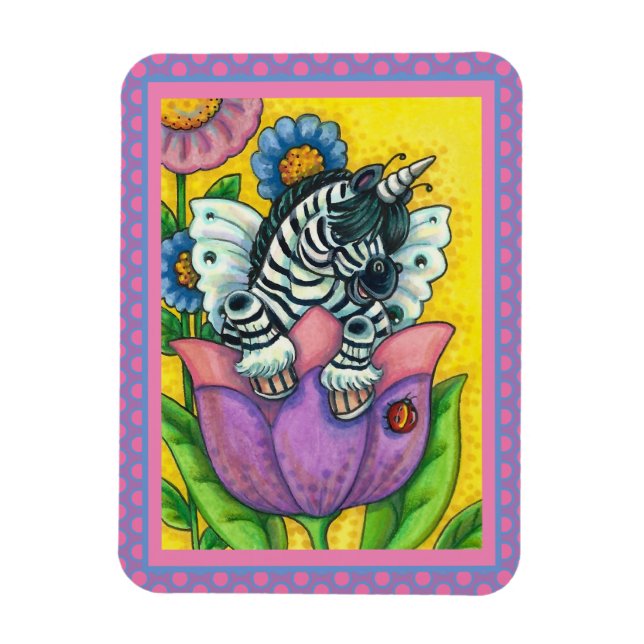 LITTLE ZEBO WHIMSYNICKER, ZEBRA UNICORN Fantasy Magnet (Vertikal)