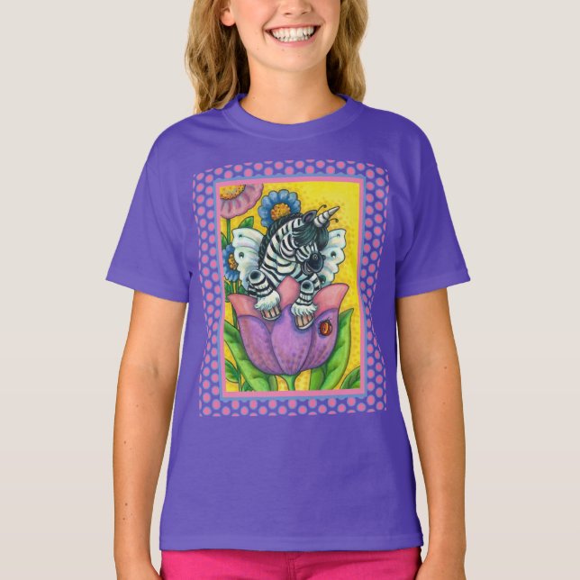 LITTLE ZEBO WHIMSYNICKER, ZEBRA UNICORN Fantasy T Shirt (Framsida)
