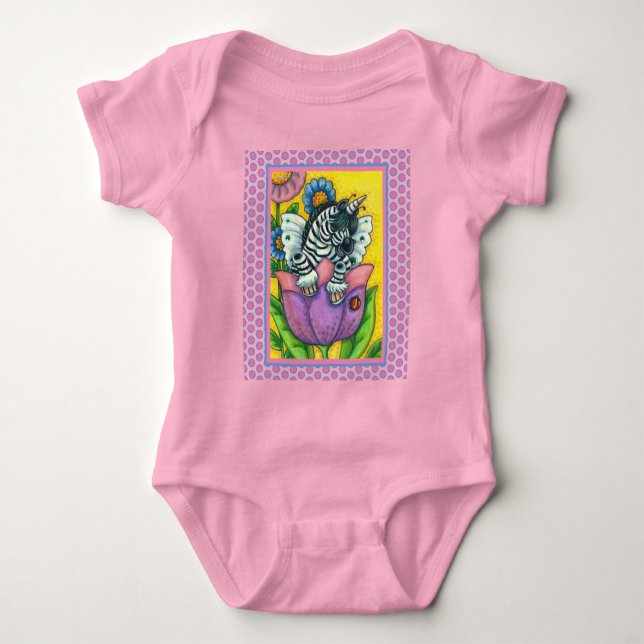 LITTLE ZEBO WHIMSYNICKER, ZEBRA UNICORN Fantasy T Shirt (Framsida)