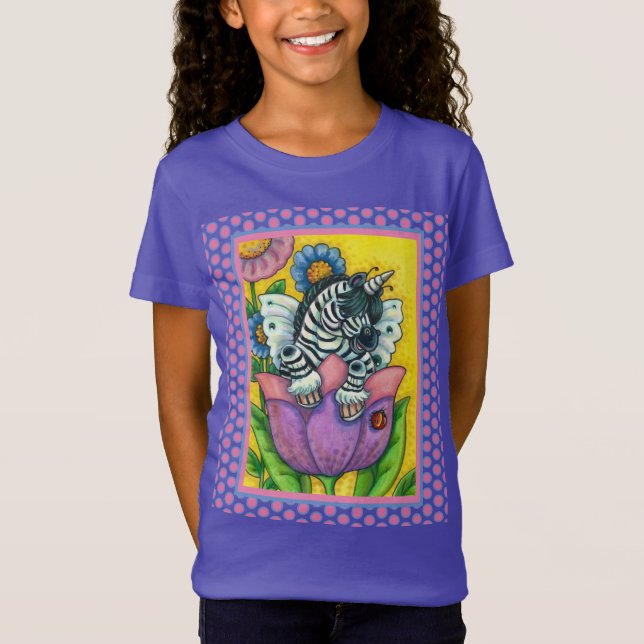 LITTLE ZEBO WHIMSYNICKER, ZEBRA UNICORN Fantasy T Shirt (Framsida)