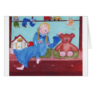 LittleGirl & TeddyBear Hälsningskort