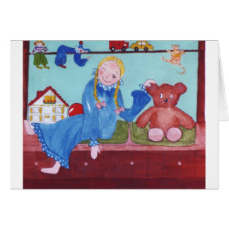 LittleGirl & TeddyBear Hälsningskort