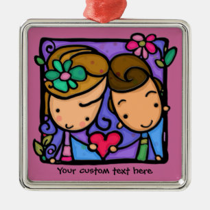 LittleGirlie älskar först den beställnings- Julgransprydnad Metall