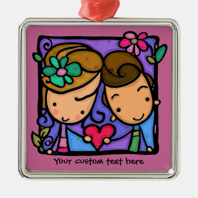 LittleGirlie älskar först den beställnings- Julgransprydnad Metall (Framsidan)