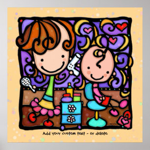 LittleGirlie kärlek hennes Hair Salon TAN anpassni Poster