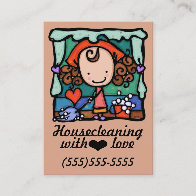 LittleGirlie som housecleaning befordrings- Visitkort (Framsida)