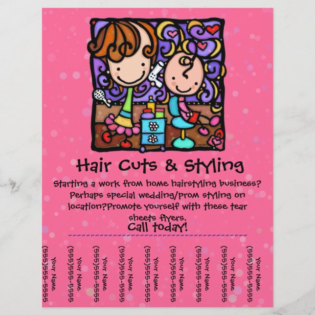 LittleGirlie-stilist som jobbar hemifrån! ROSA Reklamblad (Framsidan)