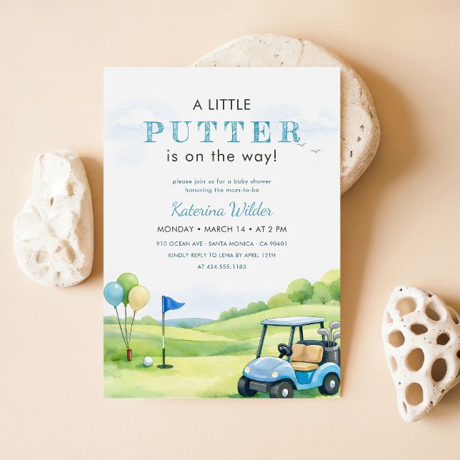 Littler Putter Elegant Golf Babyfirande Inbjudningar (Skapare uppladdad)