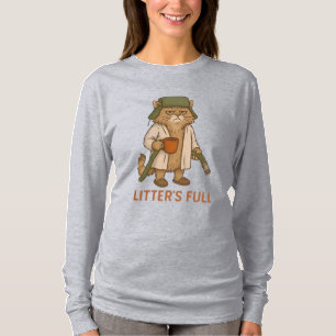 Littlers Full kattkaffe, rolig kattälskare koffein T Shirt