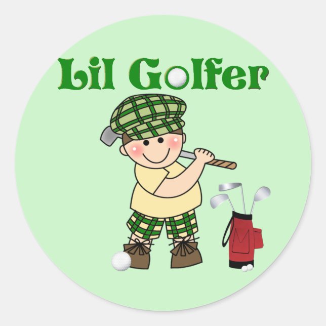 Litttle Golfer Runt Klistermärke (Framsida)