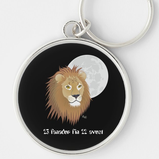 Liun 23 fanadur fin 22 avust Schlüsselanhänger Rund Silverfärgad Nyckelring (Framsidan)