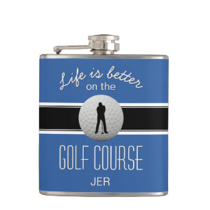 Liv är Bättre Citat Golfboll Monogram Blå Svart Fickplunta