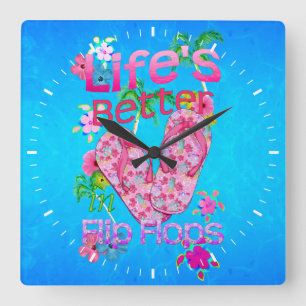 Liv är bättre i flinflip flops fyrkantig klocka