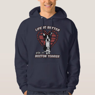 Liv är bättre med Boston Terriermanar Hoodie
