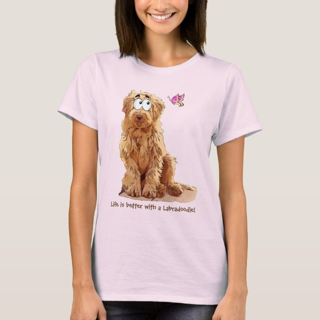 Liv är bättre med en Labradoodle Tee Shirt (Framsida)