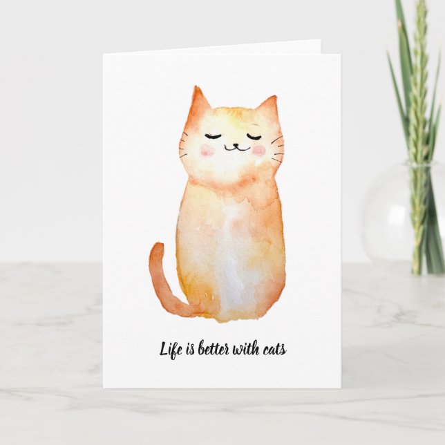 "Liv är bättre med katter" gratulationskort Kort (Framsida)